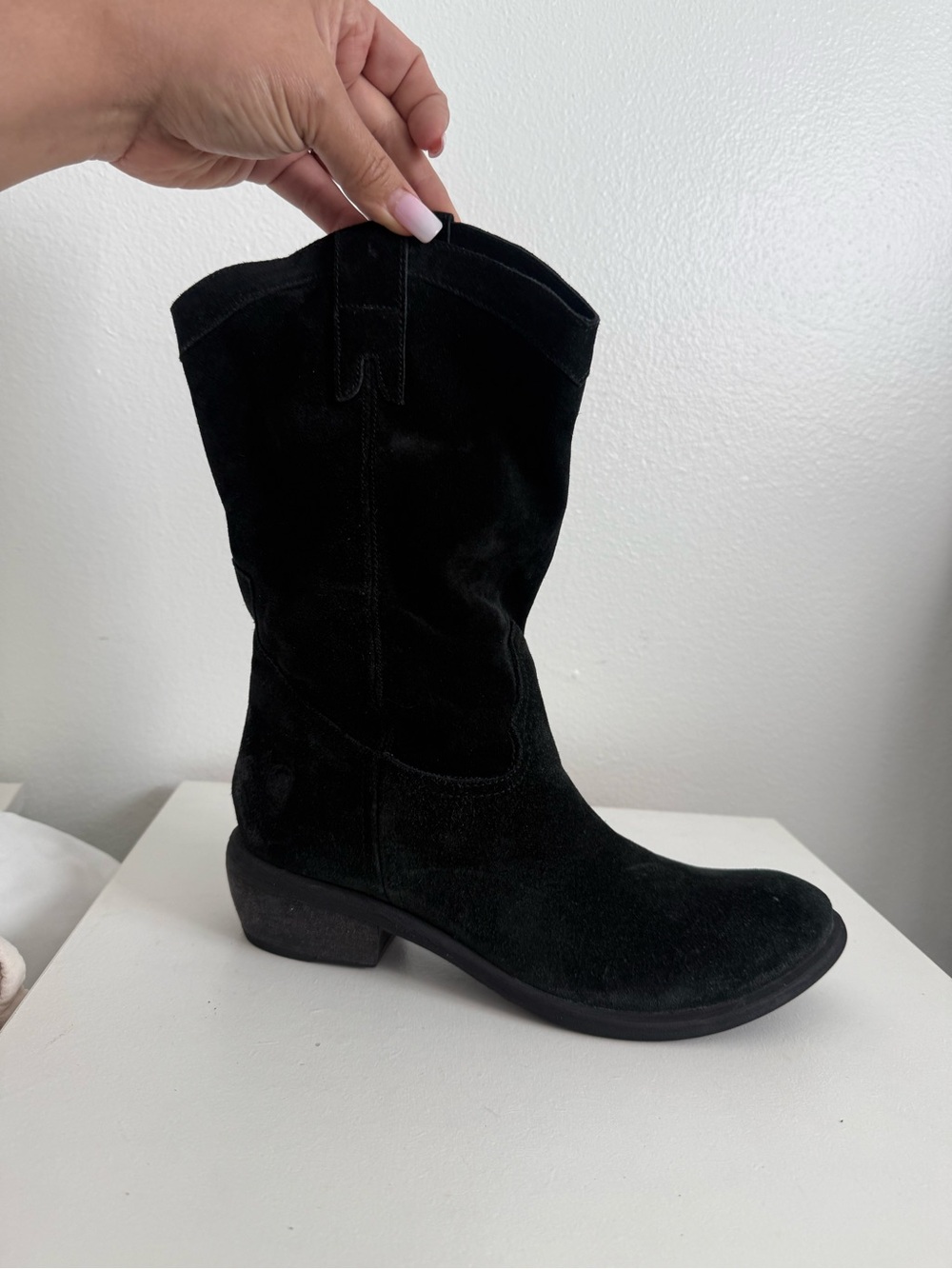 Bronx Black Suede Mid-Calf Boot